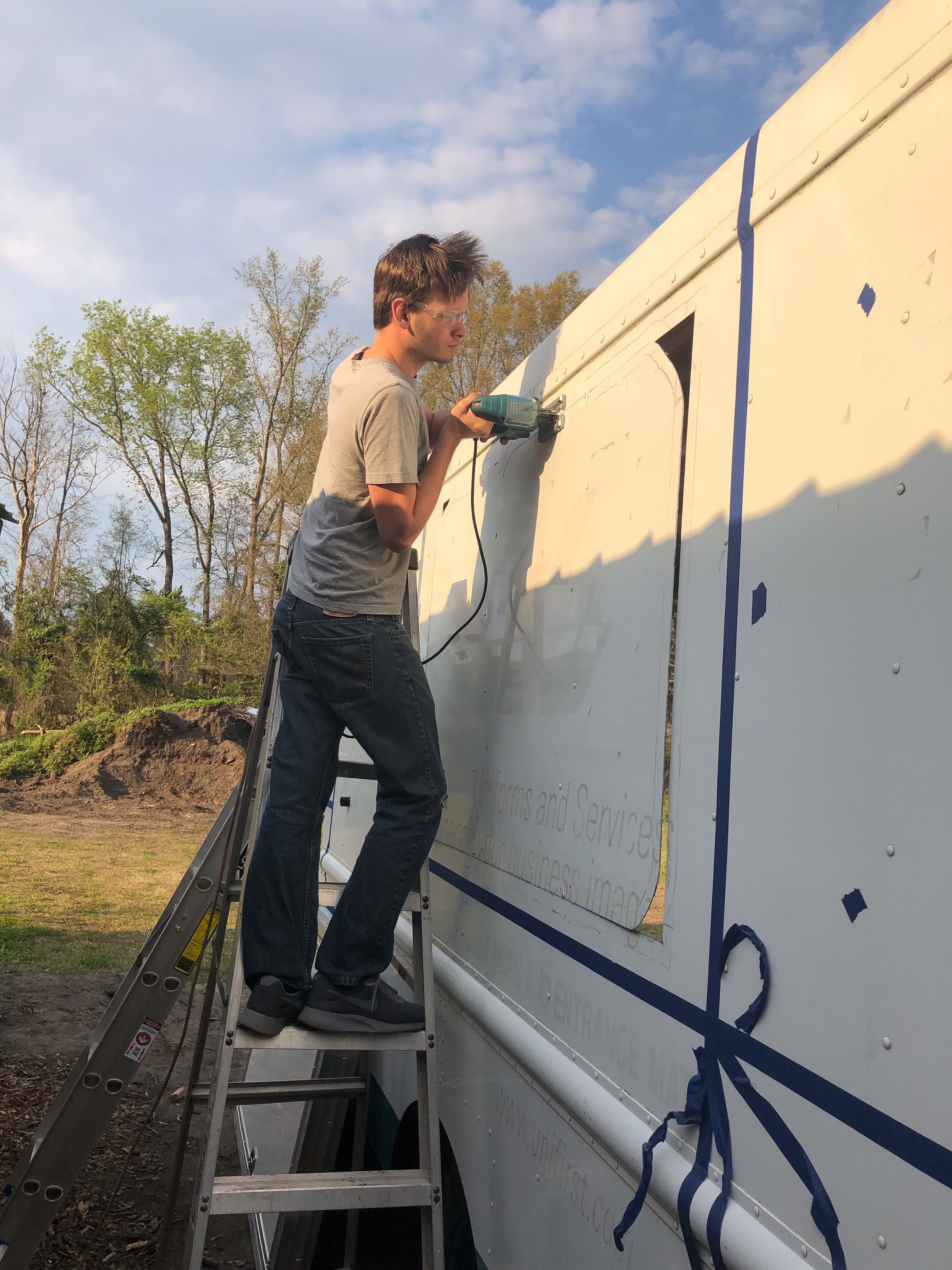 Josh cutting a window